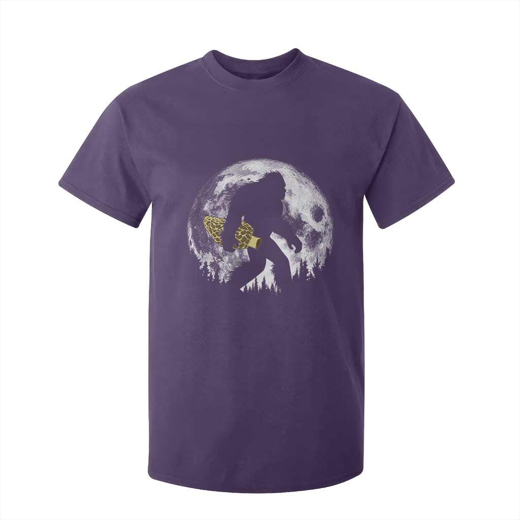 Bigfoot with Morel Mushroom T Shirt For Kid Sasquatch Fungi Full Moon Silhouette Graphic