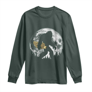 Bigfoot with Morel Mushroom Long Sleeve Shirt Sasquatch Fungi Full Moon Silhouette Graphic