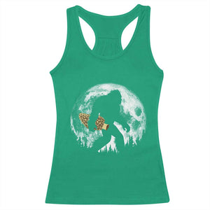 Bigfoot with Morel Mushroom Racerback Tank Top Sasquatch Fungi Full Moon Silhouette Graphic