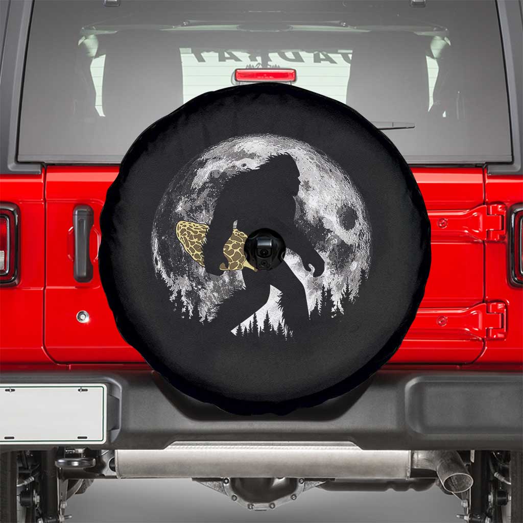 Bigfoot with Morel Mushroom Spare Tire Cover Sasquatch Fungi Full Moon Silhouette Graphic