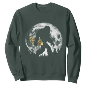 Bigfoot with Morel Mushroom Sweatshirt Sasquatch Fungi Full Moon Silhouette Graphic