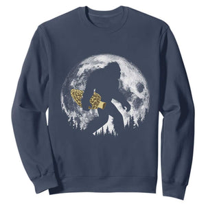Bigfoot with Morel Mushroom Sweatshirt Sasquatch Fungi Full Moon Silhouette Graphic