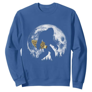 Bigfoot with Morel Mushroom Sweatshirt Sasquatch Fungi Full Moon Silhouette Graphic