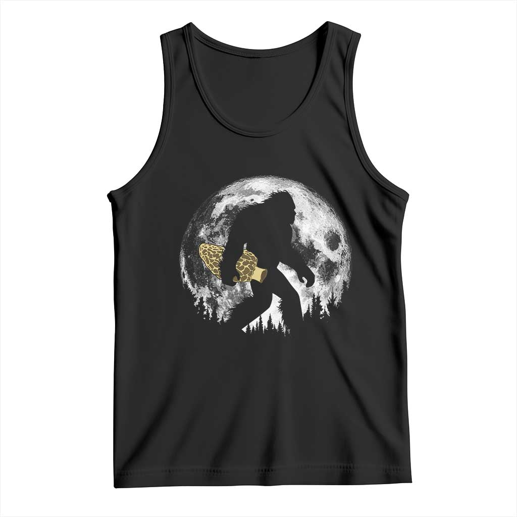 Bigfoot with Morel Mushroom Tank Top Sasquatch Fungi Full Moon Silhouette Graphic TS10 Black Print Your Wear