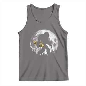 Bigfoot with Morel Mushroom Tank Top Sasquatch Fungi Full Moon Silhouette Graphic