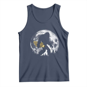 Bigfoot with Morel Mushroom Tank Top Sasquatch Fungi Full Moon Silhouette Graphic