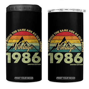 40th Birthday 4 in 1 Can Cooler Tumbler Vintage 1986 Weird Being the Same Age as Old People 40 Year Old Gift