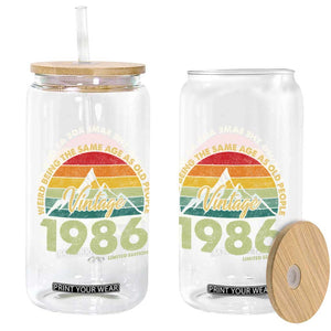 40th Birthday Glass Can Vintage 1986 Weird Being the Same Age as Old People 40 Year Old Gift