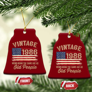 40th Birthday Ceramic Ornament Vintage 1986 Weird Being the Same Age as Old People USA Flag