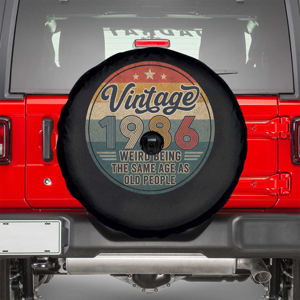 Vintage 1986 40th Birthday Spare Tire Cover 40 Year Old Gift Weird Being the Same Age as Old People