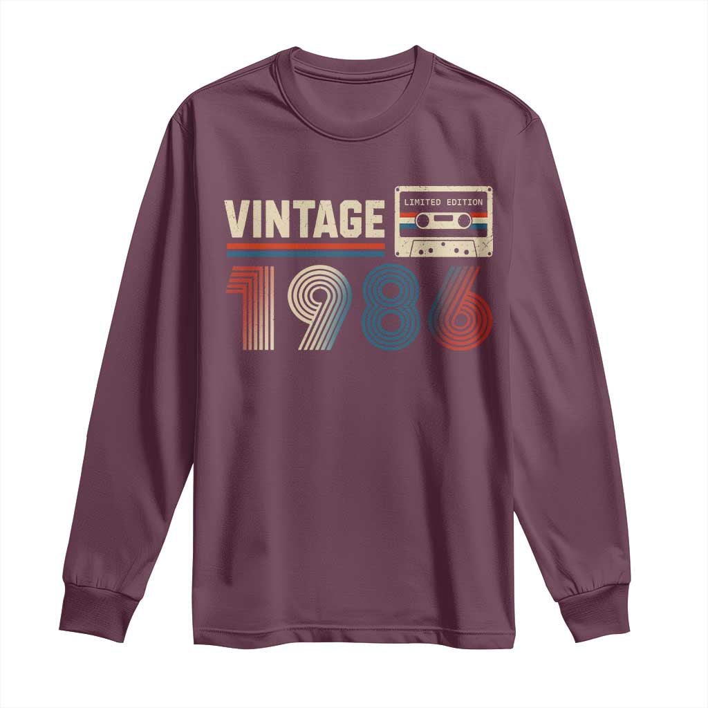 Vintage 1986 40th Birthday Gifts Long Sleeve Shirt 40 Year Old Favors