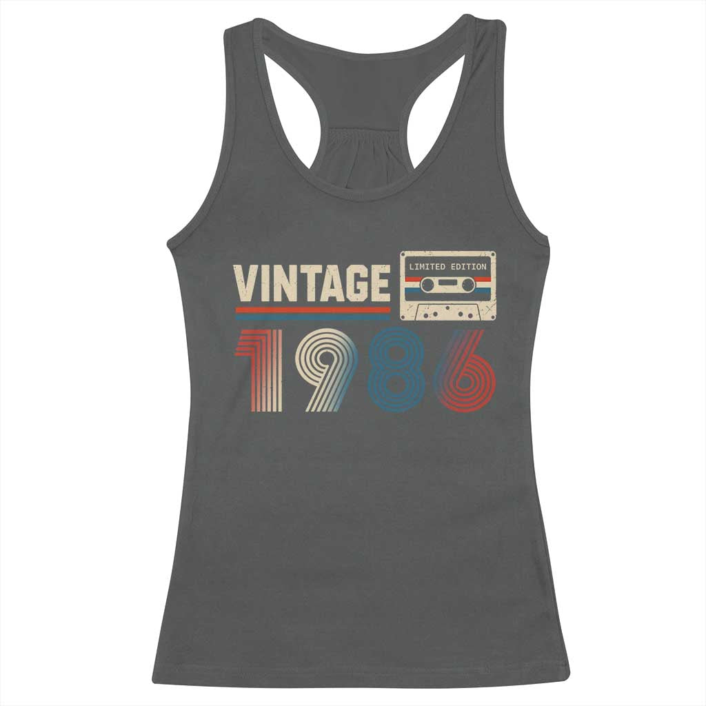 Vintage 1986 40th Birthday Gifts Racerback Tank Top 40 Year Old Favors