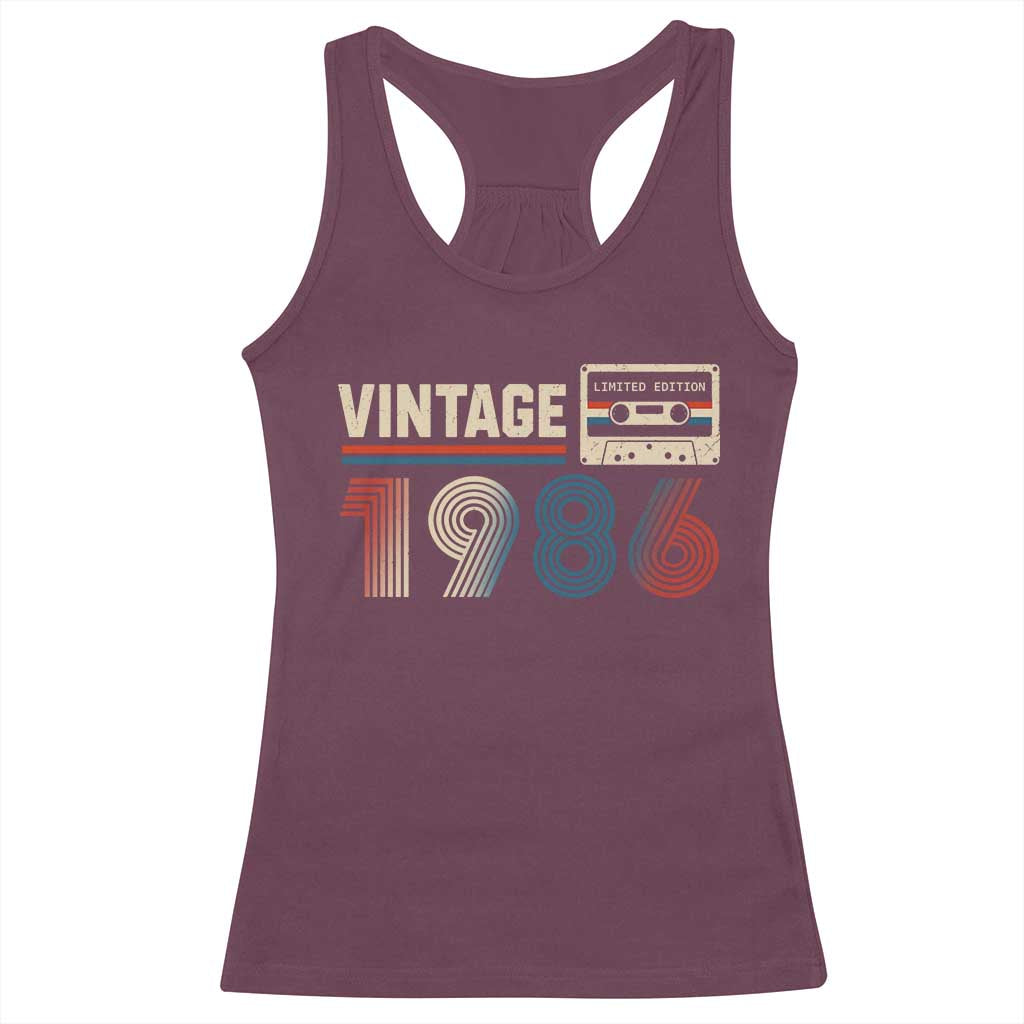 Vintage 1986 40th Birthday Gifts Racerback Tank Top 40 Year Old Favors