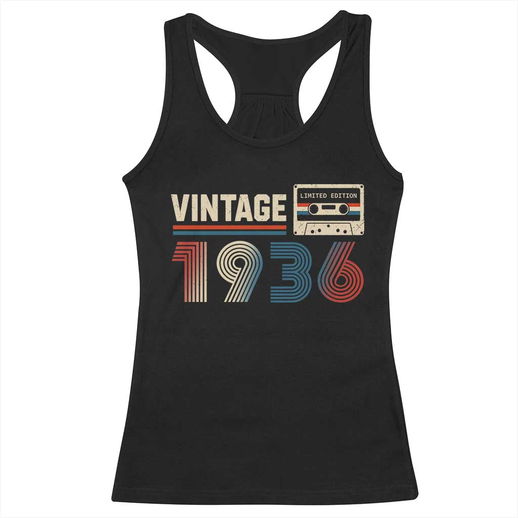 Vintage 1936 90th Birthday Gifts Racerback Tank Top 90 Year Old Favors TS10 Black Print Your Wear