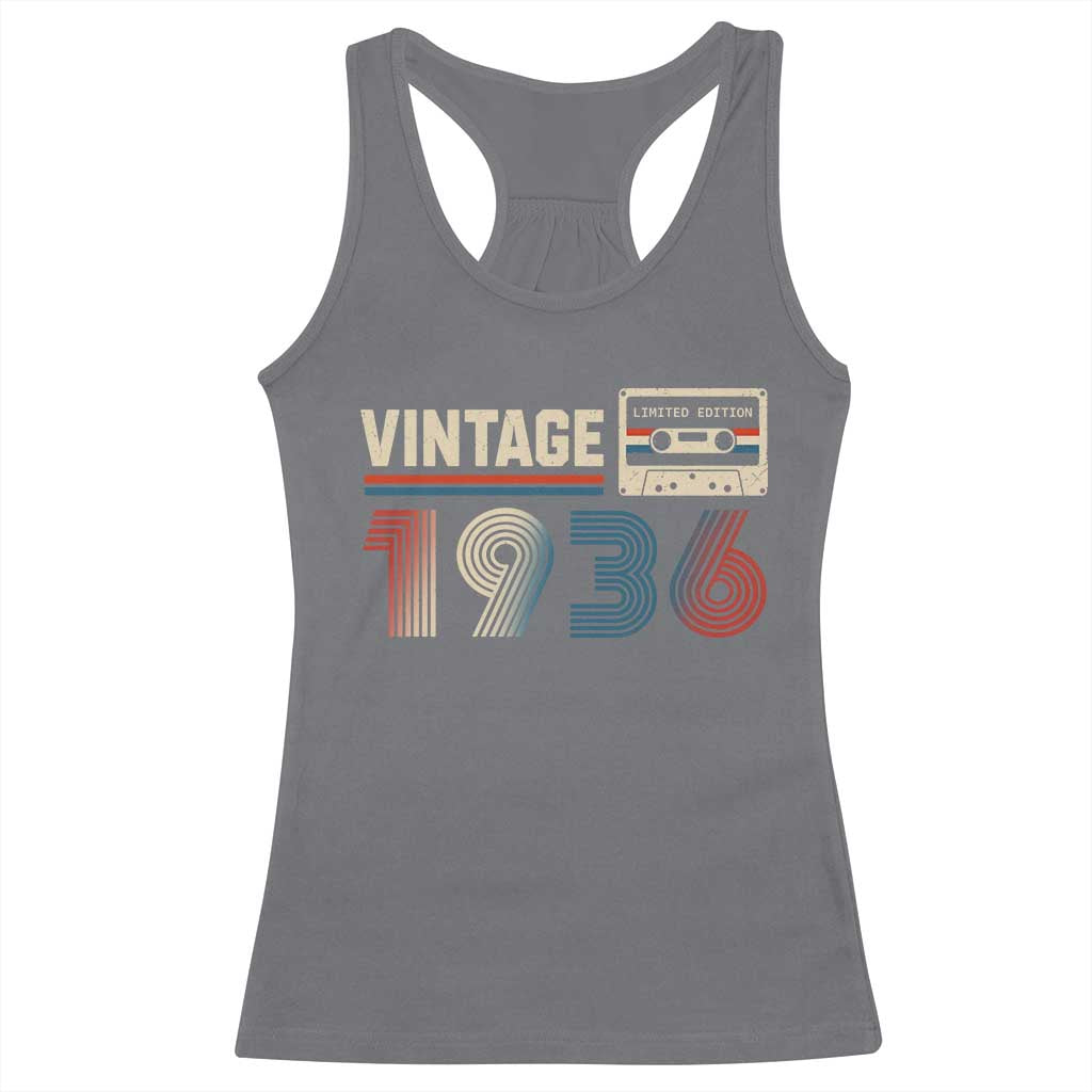 Vintage 1936 90th Birthday Gifts Racerback Tank Top 90 Year Old Favors