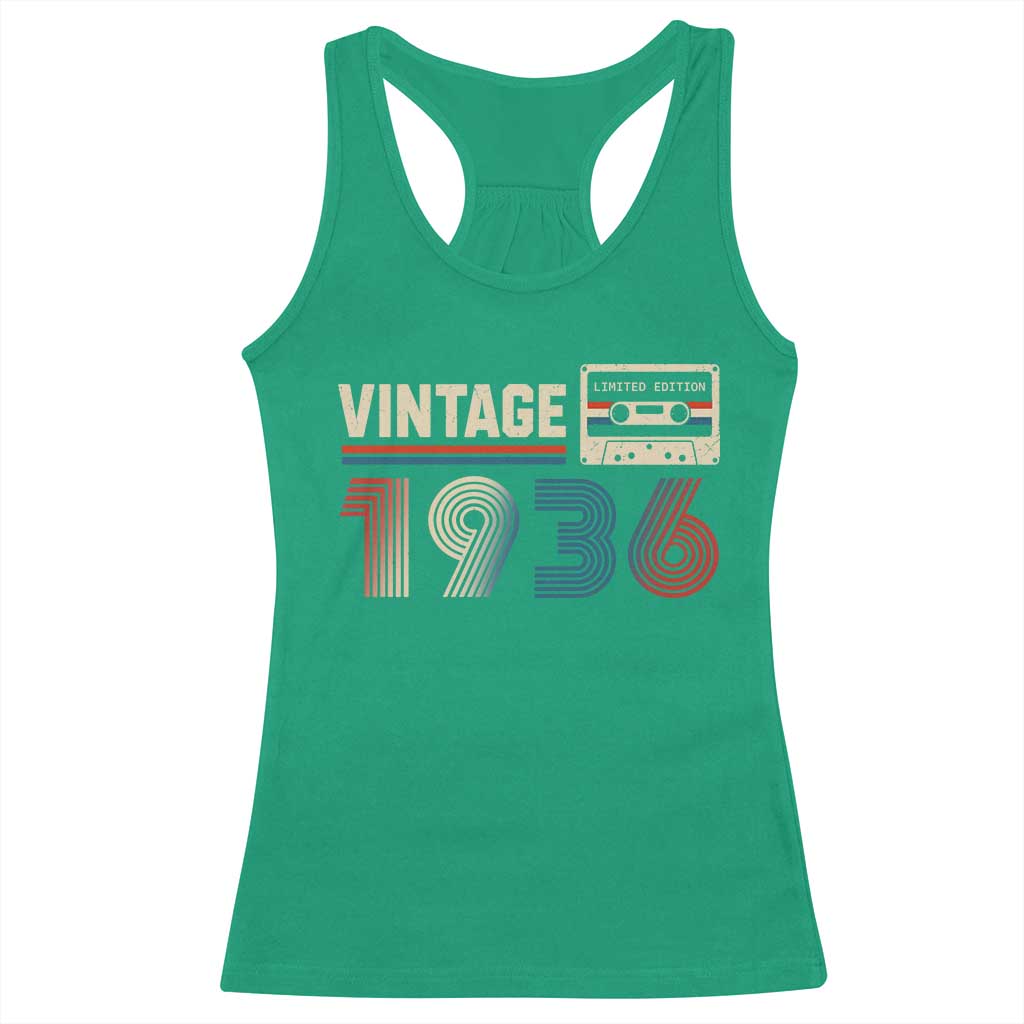 Vintage 1936 90th Birthday Gifts Racerback Tank Top 90 Year Old Favors