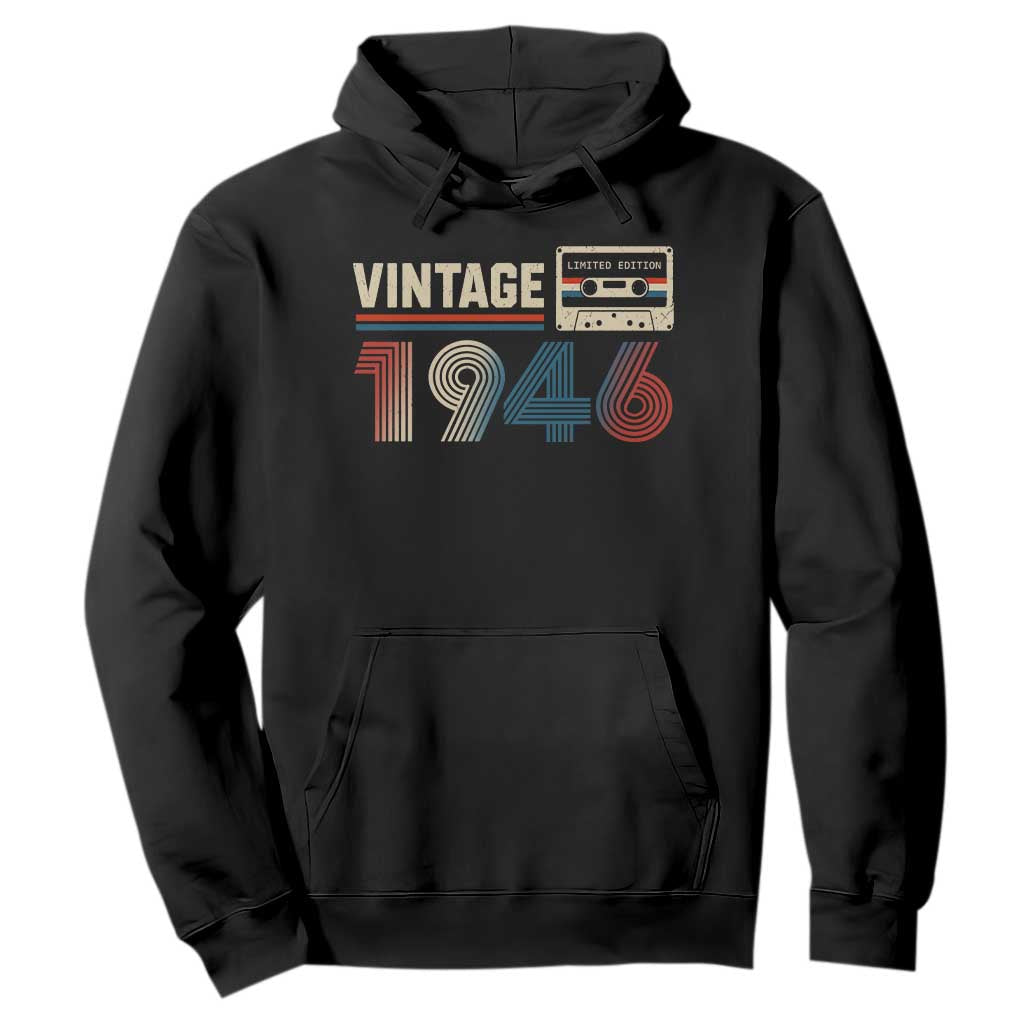 Vintage 1946 80th Birthday Gifts Hoodie 80 Year Old Favors TS10 Black Print Your Wear
