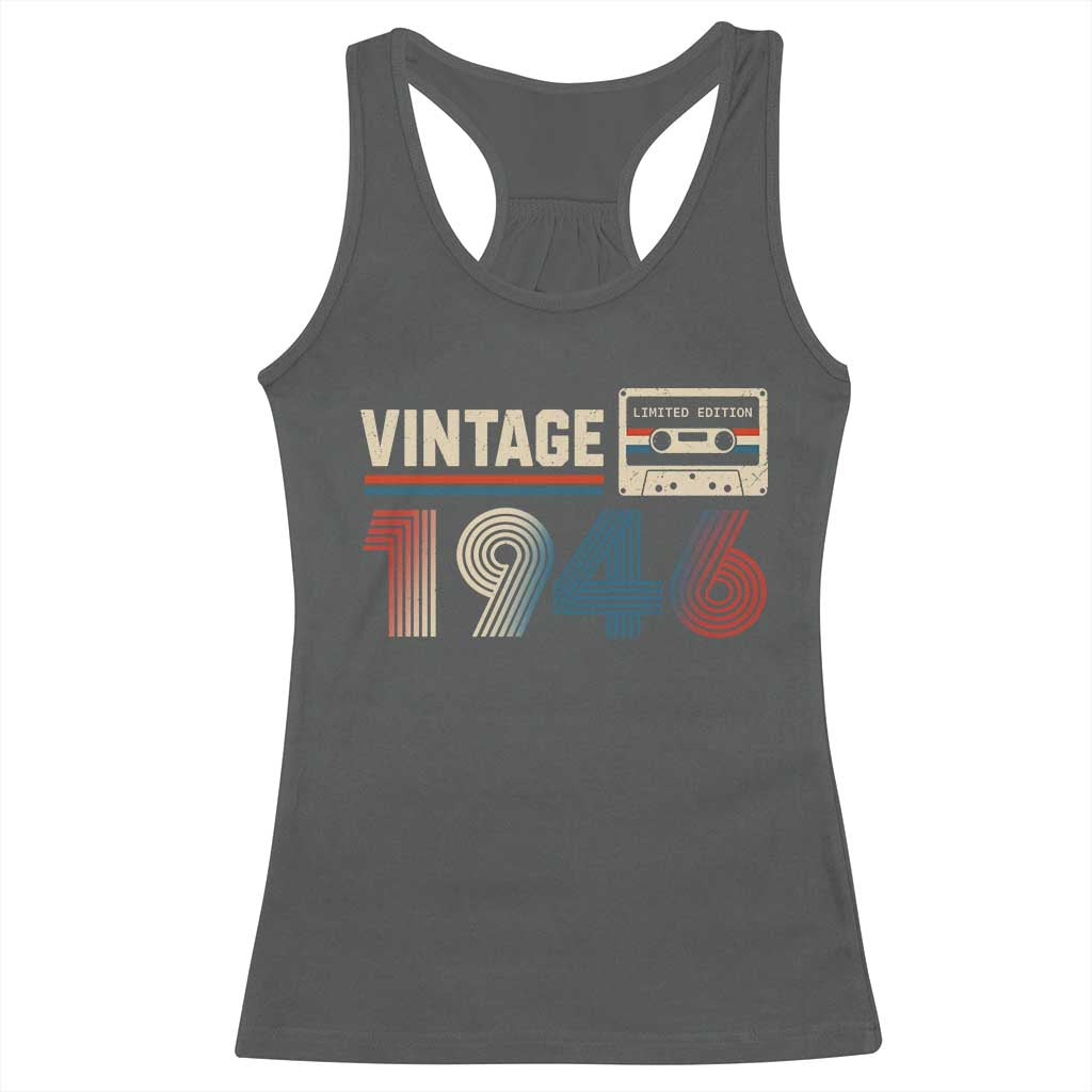 Vintage 1946 80th Birthday Gifts Racerback Tank Top 80 Year Old Favors