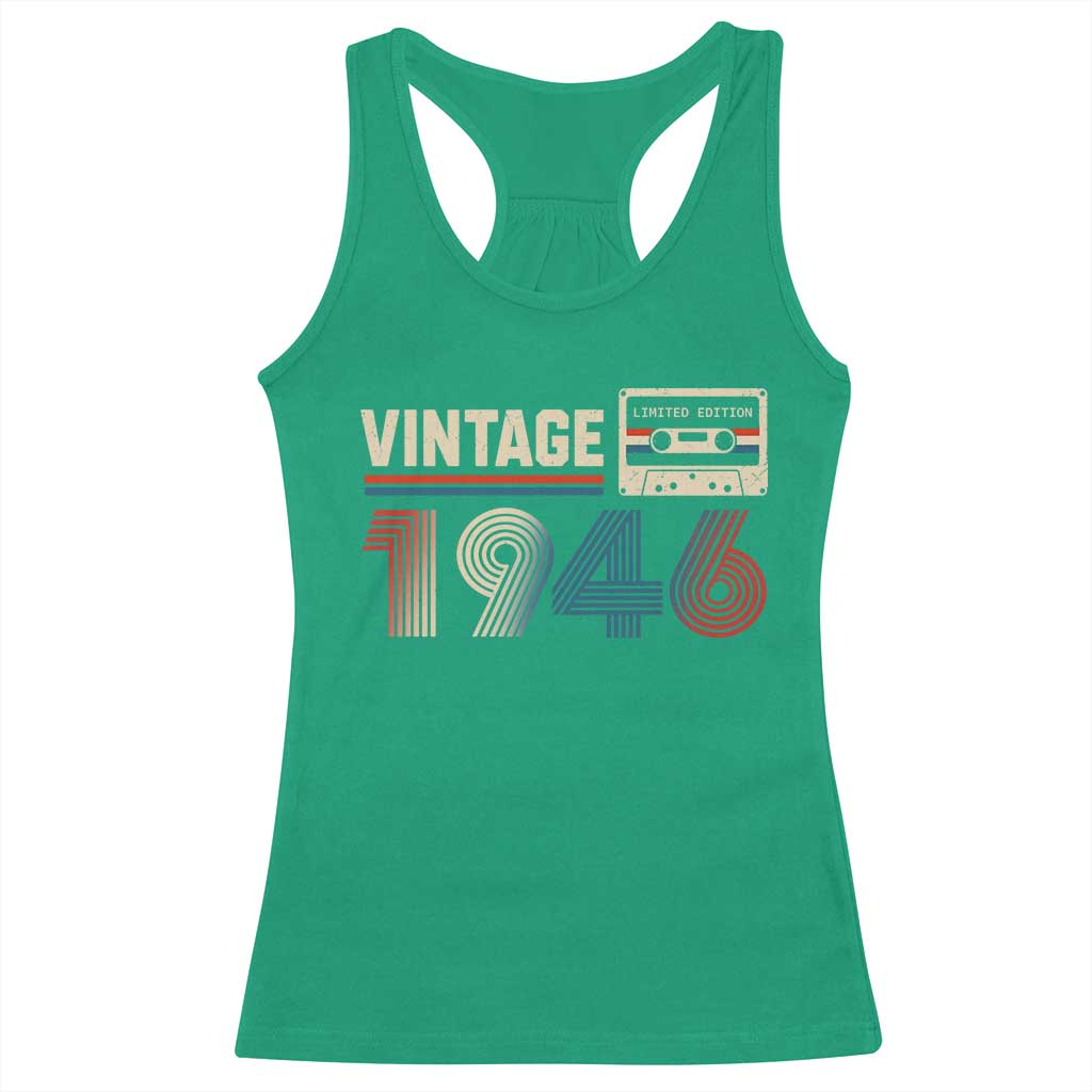 Vintage 1946 80th Birthday Gifts Racerback Tank Top 80 Year Old Favors