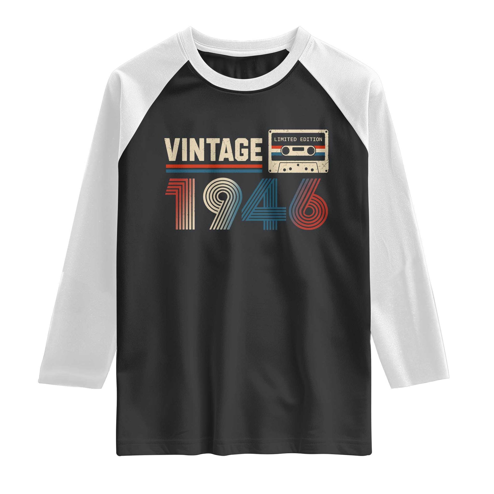 Vintage 1946 80th Birthday Gifts Raglan Shirt 80 Year Old Favors TS10 Black White Print Your Wear