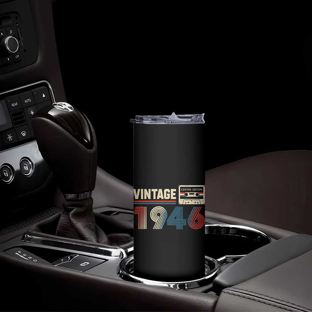 Vintage 1946 80th Birthday Gifts Skinny Tumbler 80 Year Old Favors