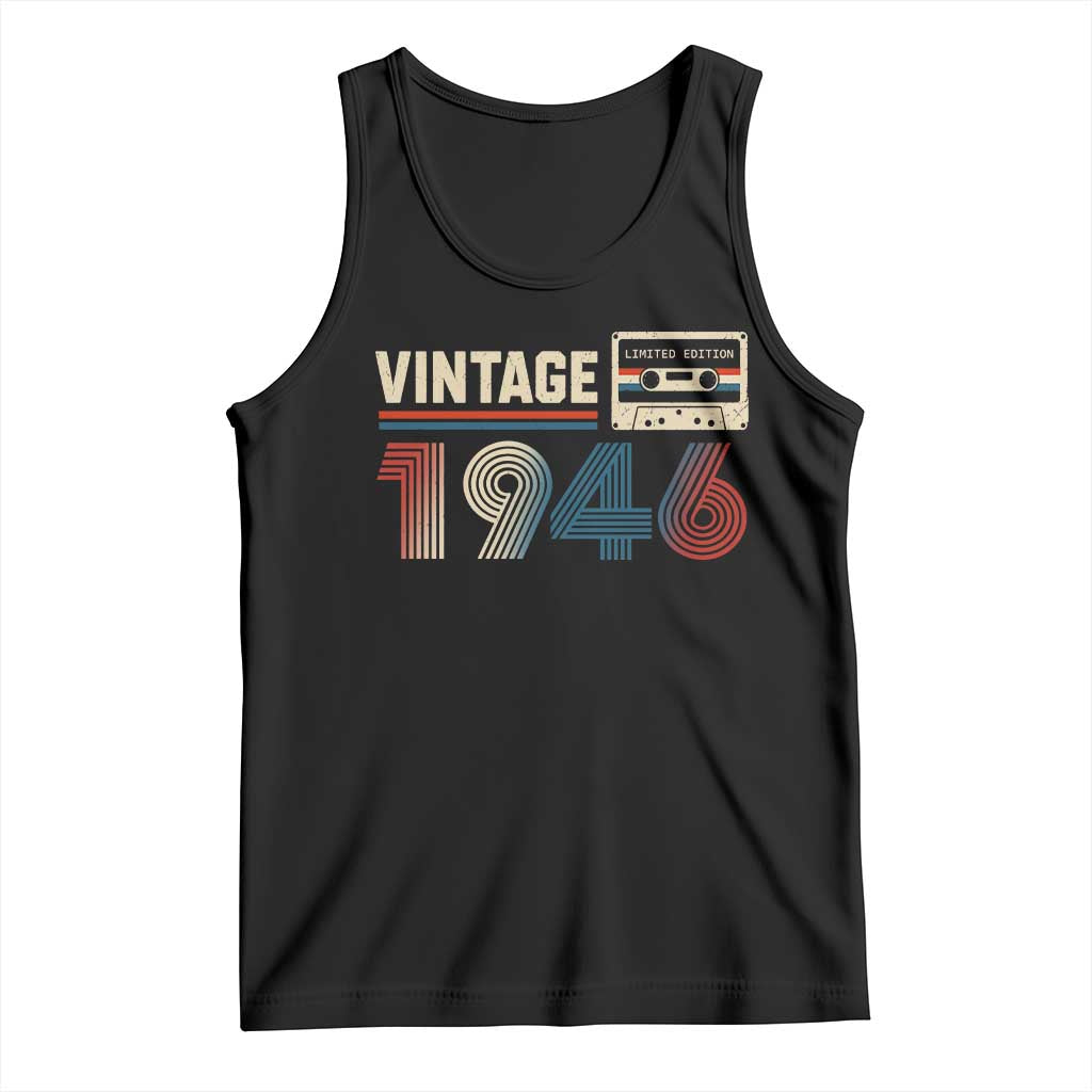 Vintage 1946 80th Birthday Gifts Tank Top 80 Year Old Favors TS10 Black Print Your Wear