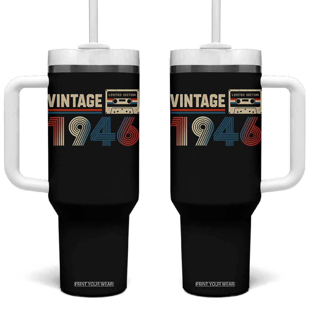 Vintage 1946 80th Birthday Gifts Tumbler With Handle 80 Year Old Favors TS10 One Size: 40 oz Black Print Your Wear