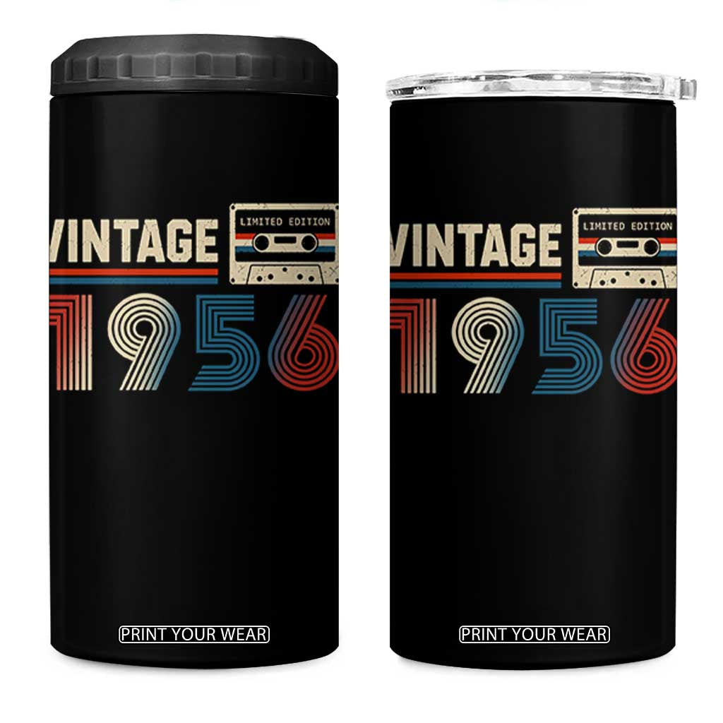Vintage 1956 70th Birthday Gifts 4 in 1 Can Cooler Tumbler 70 Year Old Favors