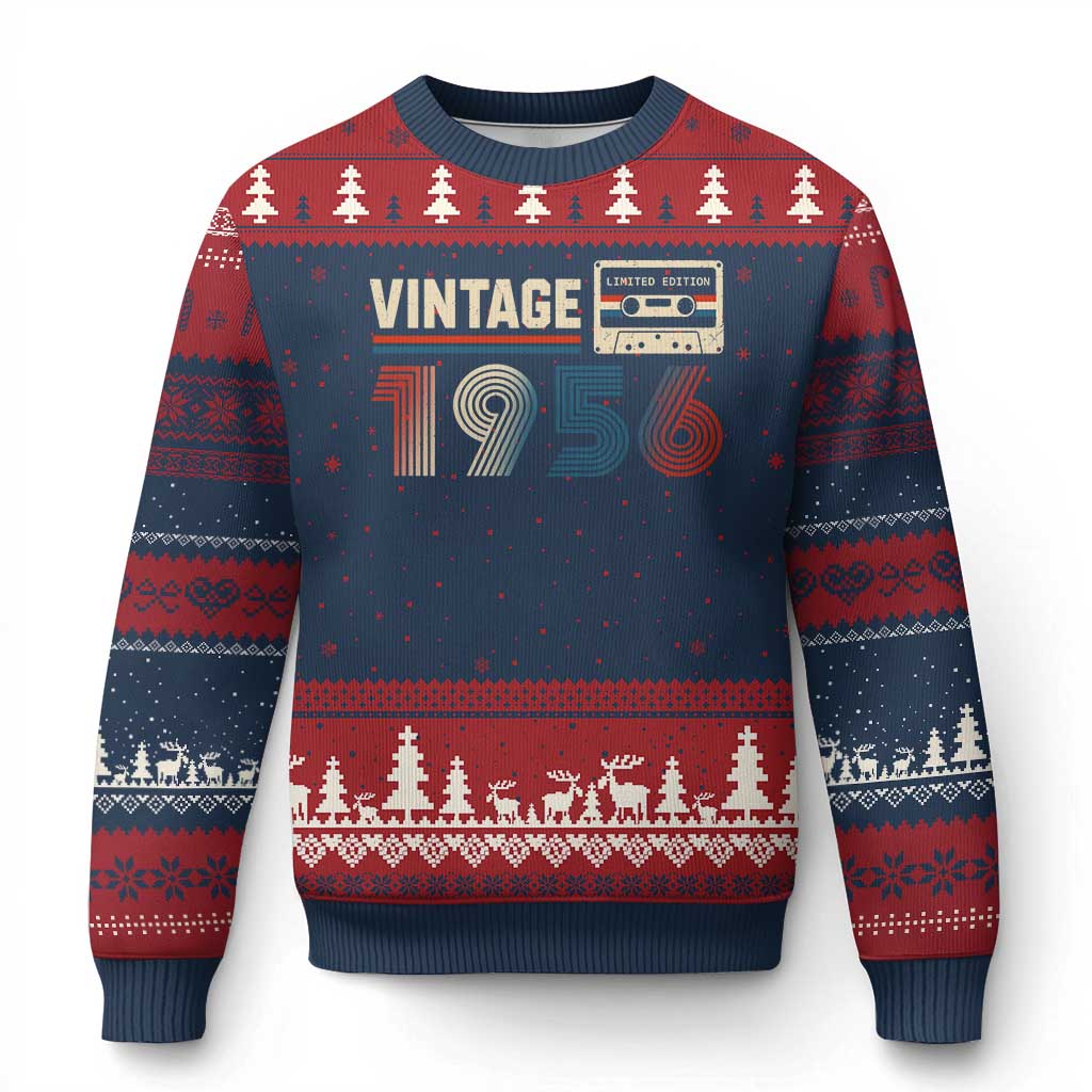Vintage 1956 70th Birthday Gifts Ugly Christmas Sweater 70 Year Old Favors TS10 Navy Red Print Your Wear