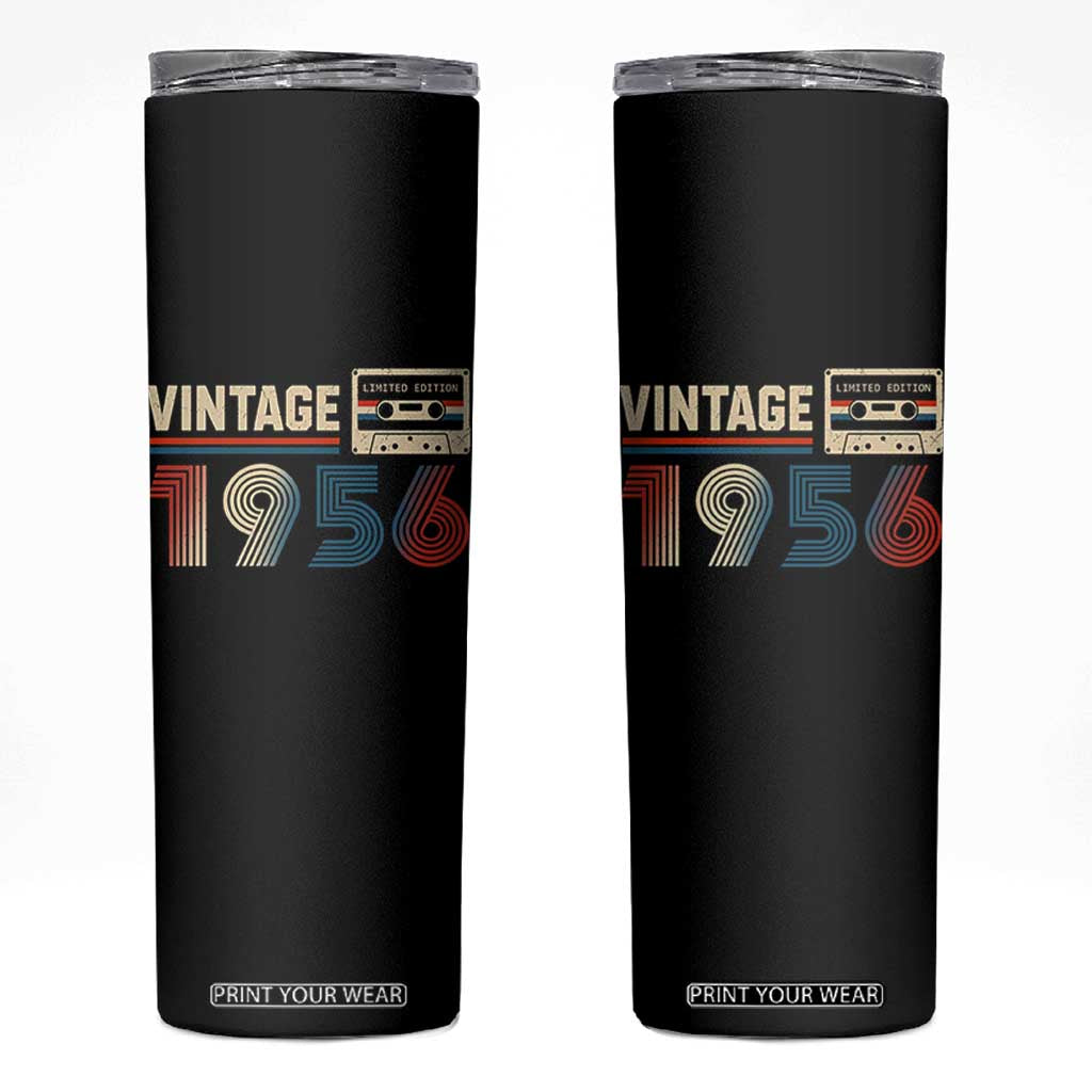 Vintage 1956 70th Birthday Gifts Skinny Tumbler 70 Year Old Favors TS10 Black Print Your Wear