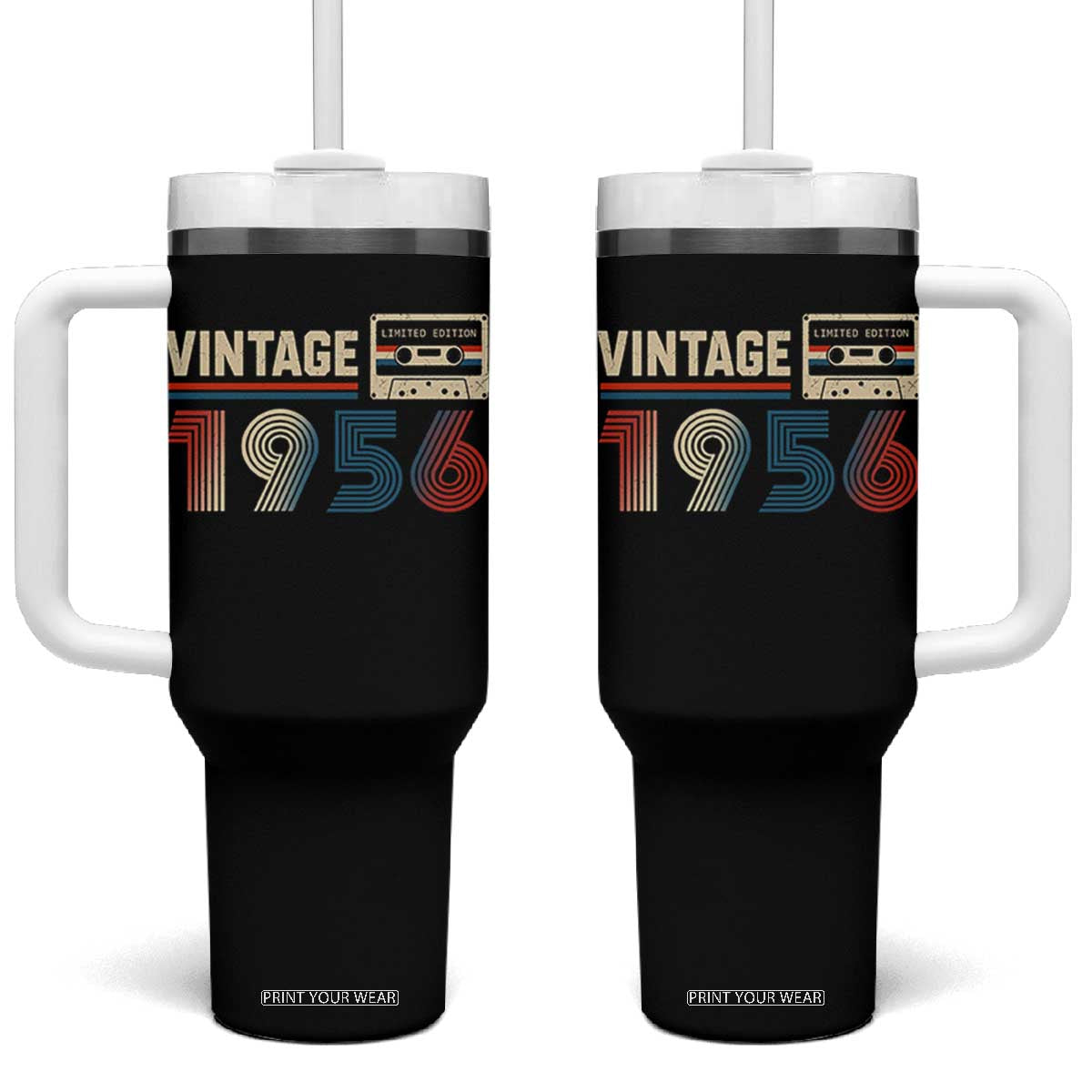 Vintage 1956 70th Birthday Gifts Tumbler With Handle 70 Year Old Favors TS10 One Size: 40 oz Black Print Your Wear