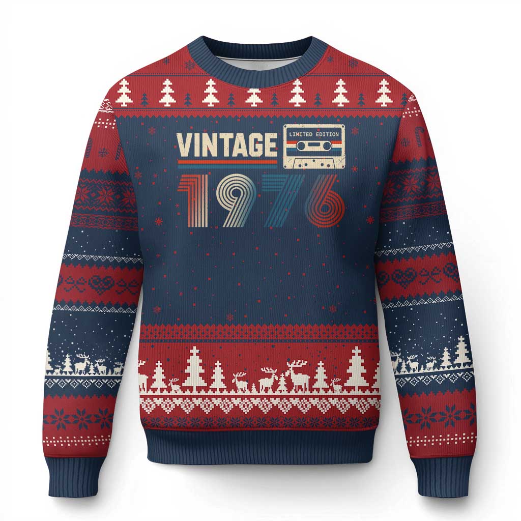 Vintage 1976 50th Birthday Gifts Ugly Christmas Sweater 50 Year Old Favors TS10 Navy Red Print Your Wear