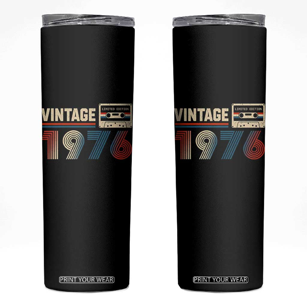 Vintage 1976 50th Birthday Gifts Skinny Tumbler 50 Year Old Favors TS10 Black Print Your Wear