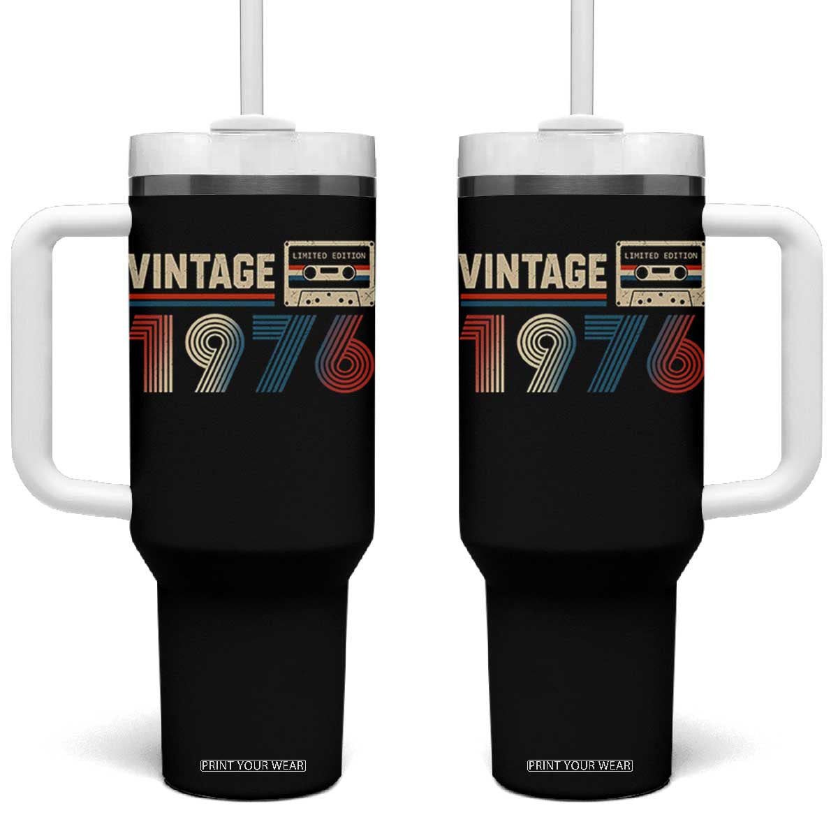 Vintage 1976 50th Birthday Gifts Tumbler With Handle 50 Year Old Favors TS10 One Size: 40 oz Black Print Your Wear