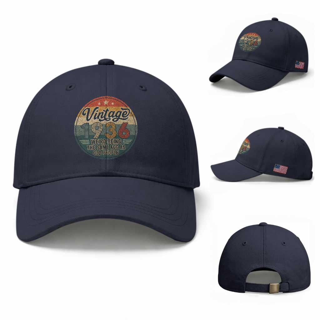 Vintage 1936 90th Birthday Baseball Cap 90 Year Old Gift Weird Being the Same Age as Old People