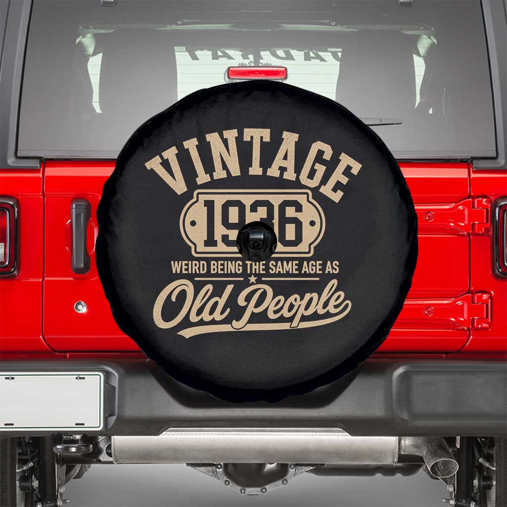 90th Birthday Spare Tire Cover Vintage 1936 90 Year Old Gift Weird Being the Same Age as Old People
