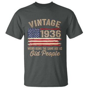 90th Birthday T Shirt Vintage 1936 Weird Being the Same Age as Old People USA Flag