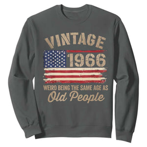 60th Birthday Sweatshirt Vintage 1966 Weird Being the Same Age as Old People USA Flag
