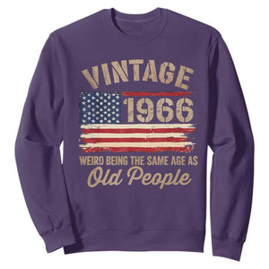 60th Birthday Sweatshirt Vintage 1966 Weird Being the Same Age as Old People USA Flag