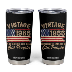 60th Birthday Tumbler Cup Vintage 1966 Weird Being the Same Age as Old People USA Flag