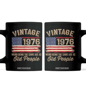 50th Birthday Coffee Mug Vintage 1976 Weird Being the Same Age as Old People USA Flag