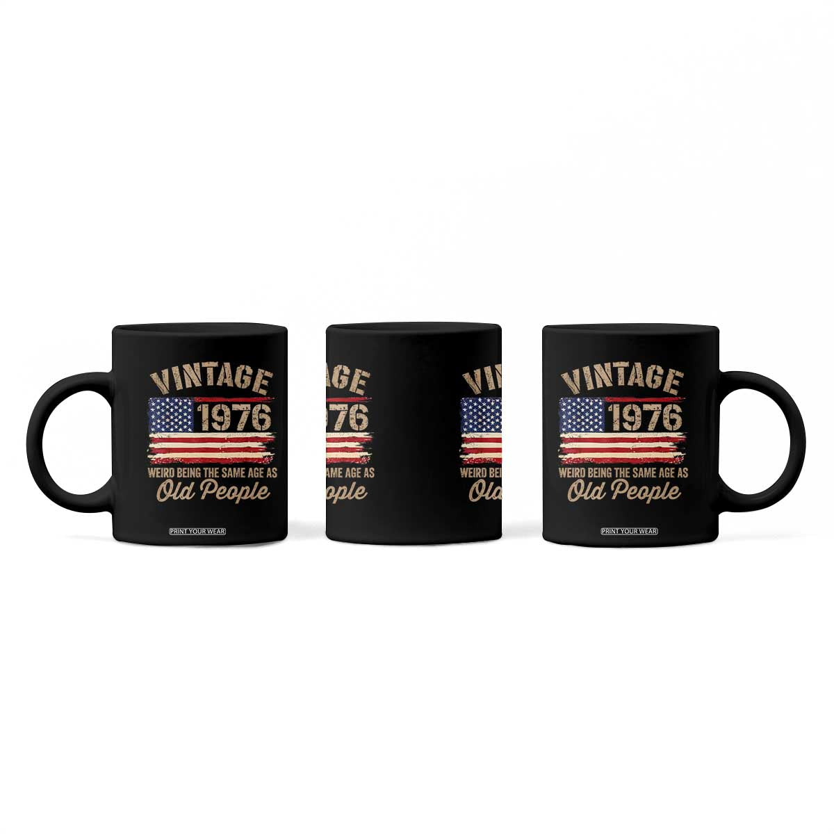 50th Birthday Coffee Mug Vintage 1976 Weird Being the Same Age as Old People USA Flag