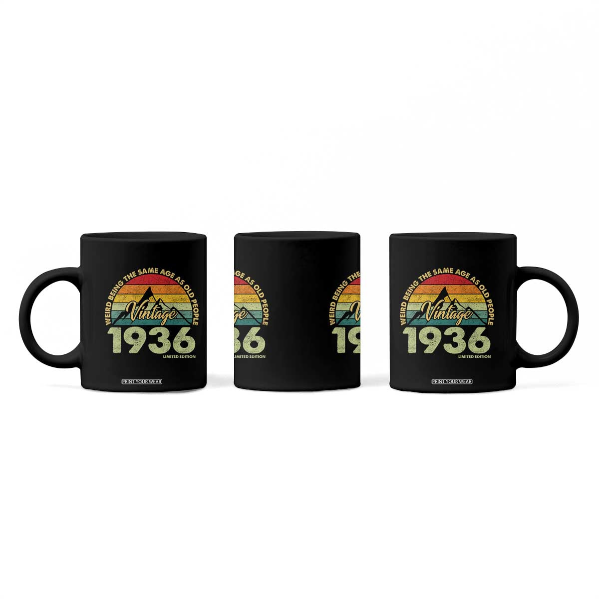 90th Birthday Coffee Mug Vintage 1936 Weird Being the Same Age as Old People 90 Year Old Gift