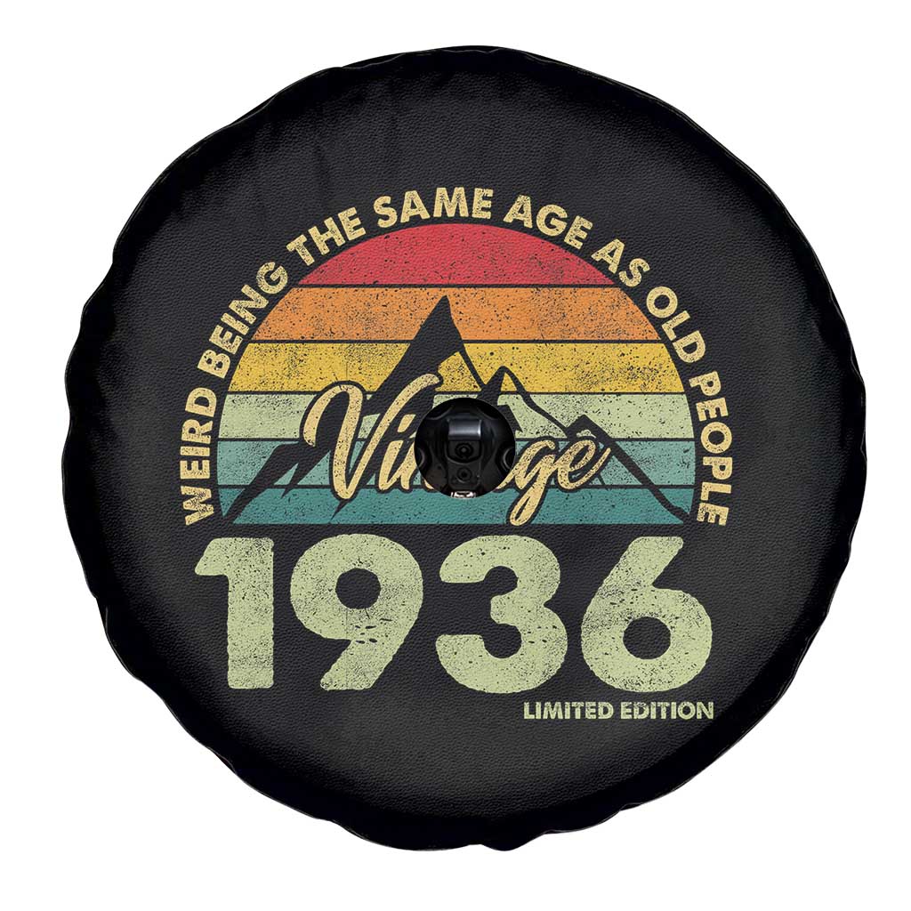 90th Birthday Spare Tire Cover Vintage 1936 Weird Being the Same Age as Old People 90 Year Old Gift