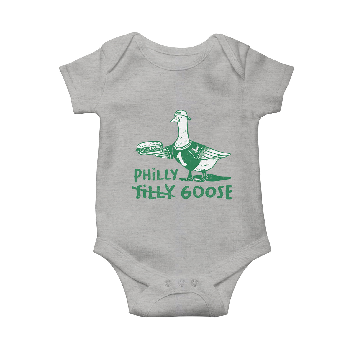 Philly Goose Baby Onesie Funny PFE Fan Silly Gooses TS10 Heather Gray Print Your Wear