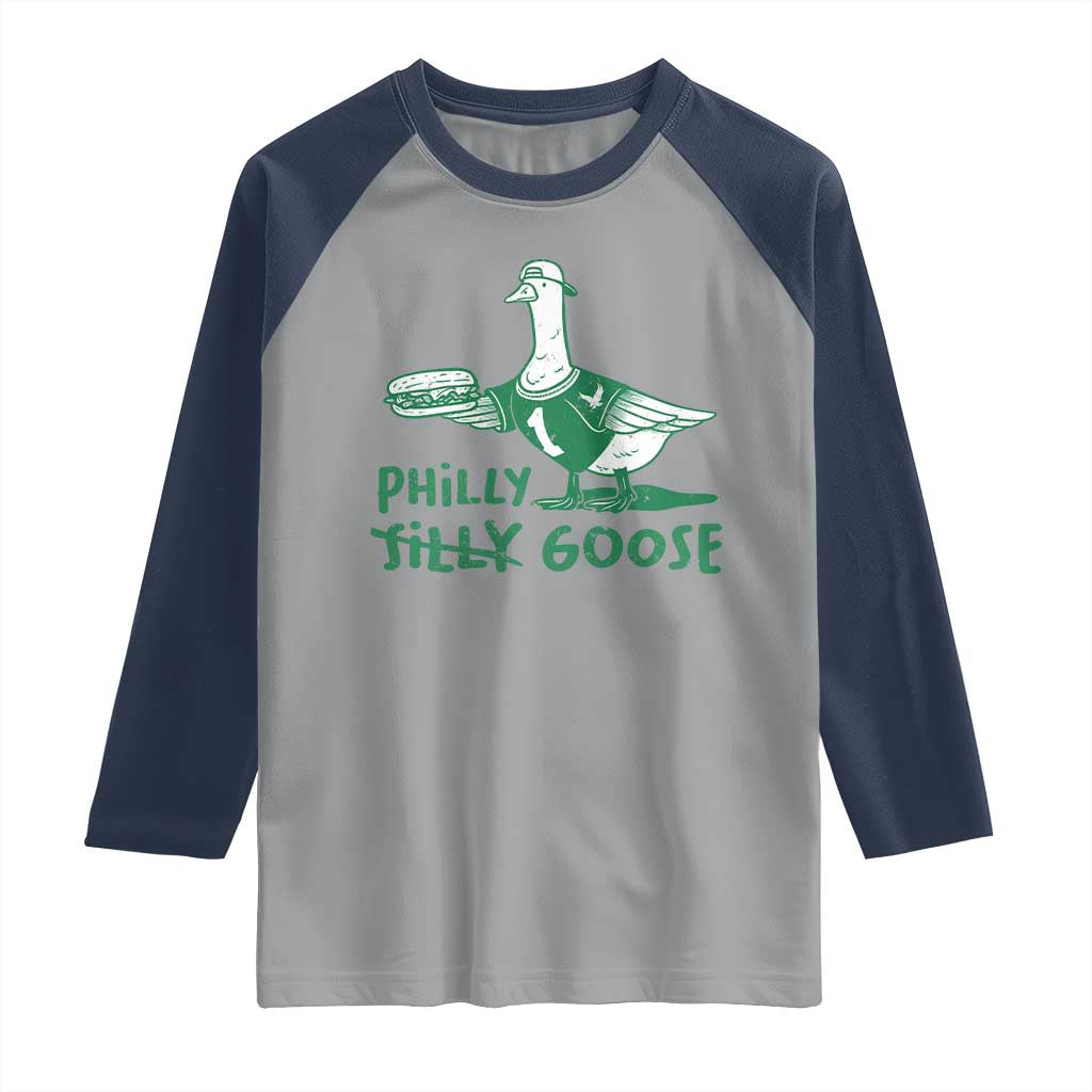 Philly Goose Raglan Shirt Funny PFE Fan Silly Gooses TS10 Sport Gray Navy Print Your Wear