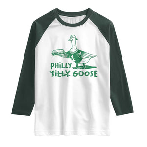 Philly Goose Raglan Shirt Funny PFE Fan Silly Gooses TS10 White Dark Forest Green Print Your Wear