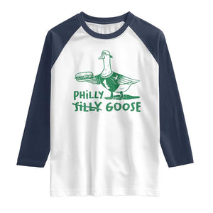 Philly Goose Raglan Shirt Funny Philadelphia Fan Silly Gooses TS10 White Navy Print Your Wear