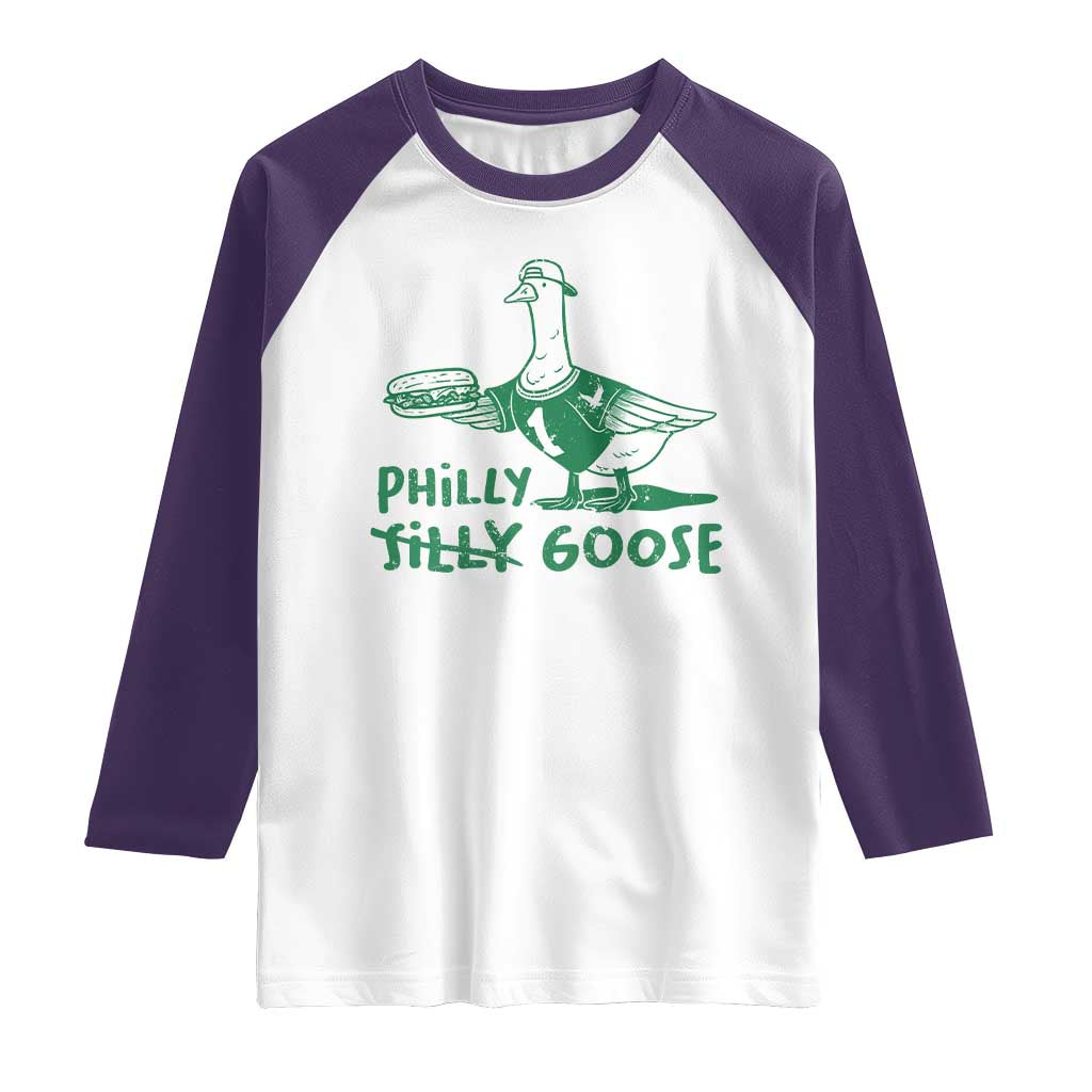 Philly Goose Raglan Shirt Funny PFE Fan Silly Gooses TS10 White Purple Print Your Wear