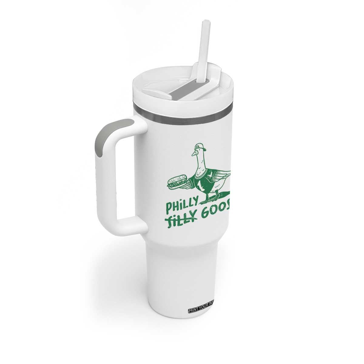 Philly Goose Tumbler With Handle Funny PFE Fan Silly Gooses TS10 Print Your Wear